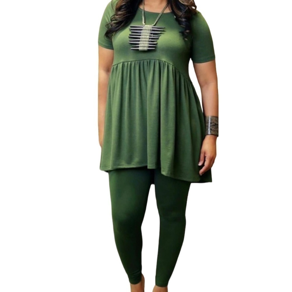 Legging Set. High-low top and full length leggings. Light olive in color. NWT.